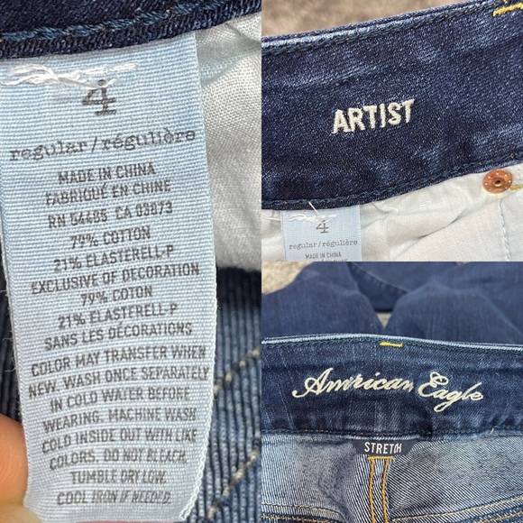 American Eagle Artist blue stretch low rise cropped denim jeans size 4 - Picture 9 of 12